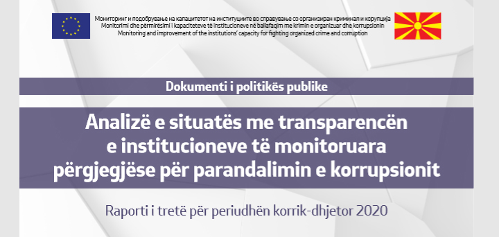 Analizë e tretë e gjendjes me transparencën e institucioneve të monitoruara  përgjegjëse për parandalimin e korrupsionit – KSHPK dhe PP NKOK, për periudhën korrik – dhjetor 2020.